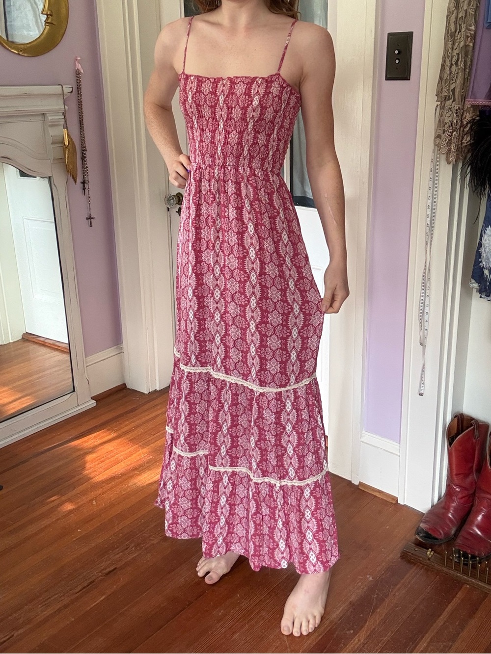 Printed Sundress with Smocked Bodice